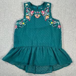 Eyeshadow Swiss Dot Embroidered Peplum Blouse Women's Small Sleeveless Ruffle